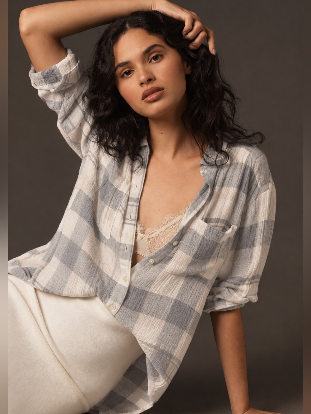 PILCRO RELAXED OVERSIZED TEXTURED BUTTON DOWN SHIRT LIGHTWEIGHT SIZE XS/S